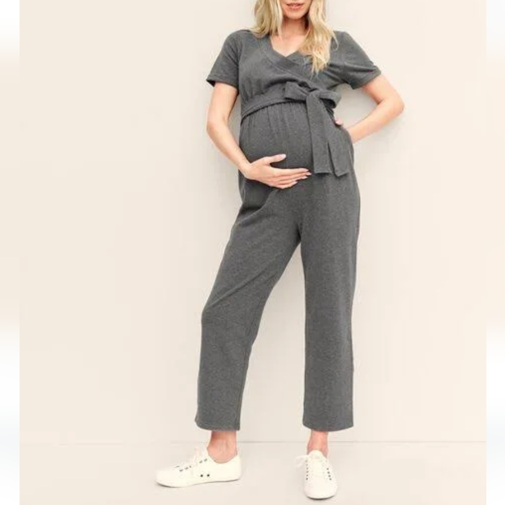 NWT Little Planet Adult Maternity Do-It-All Jumpsuit Women's M Gray Retro Casual